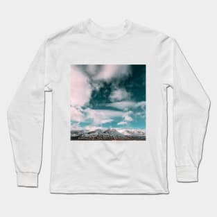 SCENERY 42 - White Cloud Green Sky Horizon Mountain Peak Long Sleeve T-Shirt